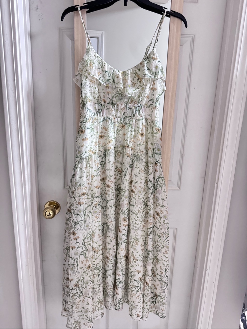 By Together Cream Floral Maxi Dress with Green Botanical Print